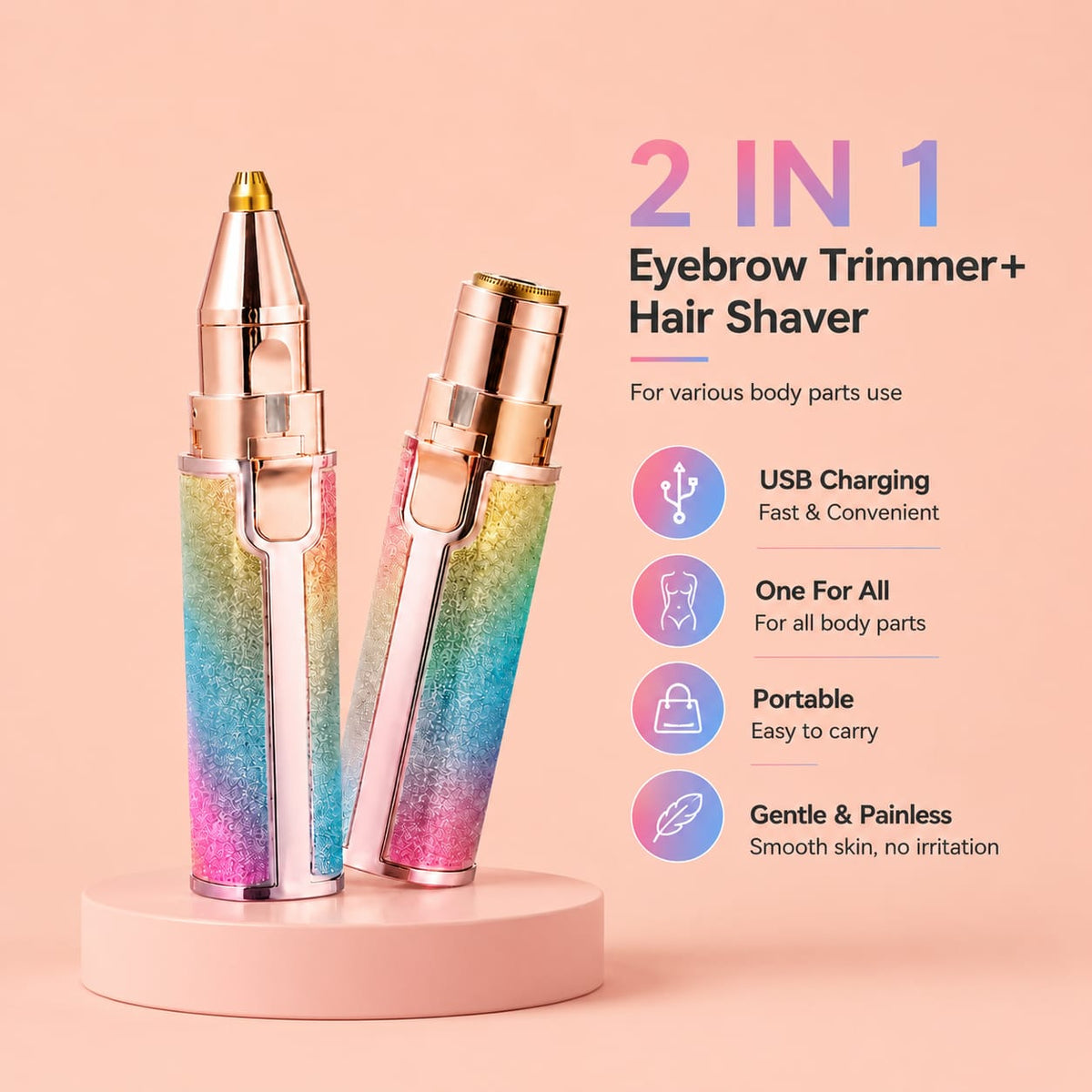 2-in-1 Eyebrow & Facial Hair Remover for Women – Electric Face Trimmer